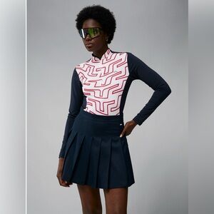 J Lindeberg Marilyn Mid Layer Half Zip Bridge Swirl White Sz S  $165